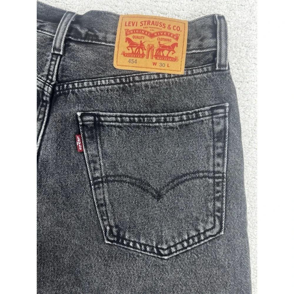 Vintage Levi's Shorts Mens 30 454 Washed Black Denim Jorts 100% Cotton 90s EUC